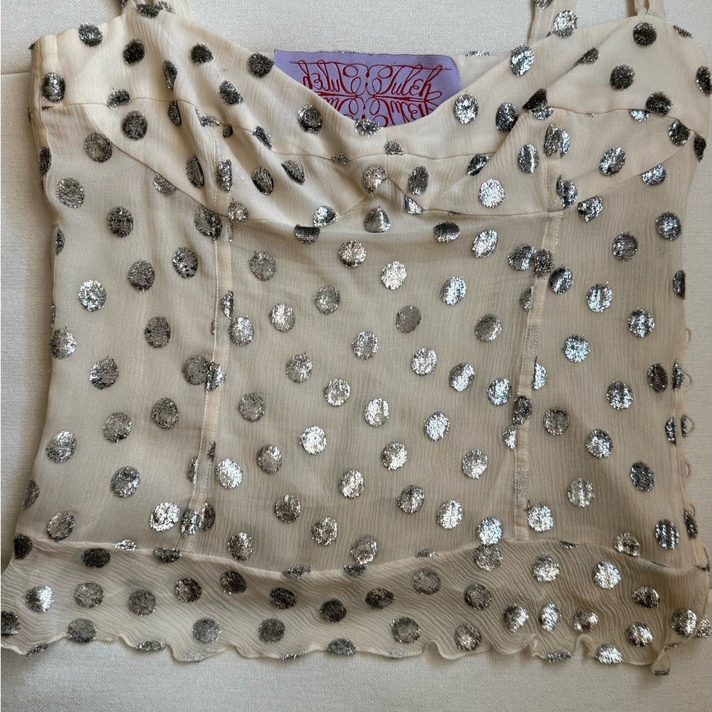 Tuleh Polka Dot Cream Top